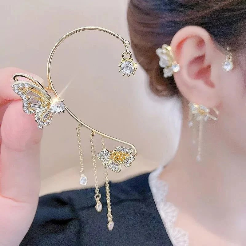 ButterGlow – Cubic Zirconia Butterfly Fringe Earrings