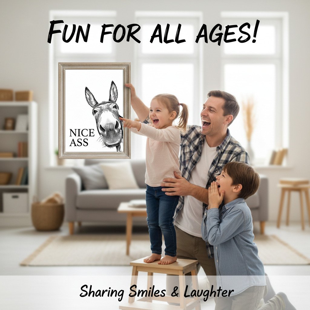 📢Limited-time 50% OFF🏡✨Funny Bathroom Wall Art - "Nice Ass" Donkey Print