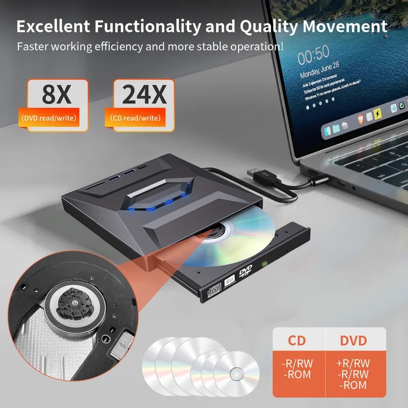 DiscMate – Retro-Style Portable CD/DVD Burner