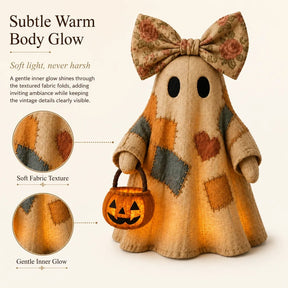 GlowGhost – Lighted Vintage Patchwork Ghost Decor