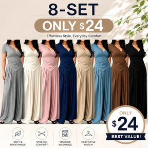 MaisonLuxe – Sophisticated Wrap Top & Wide Leg Pants Set