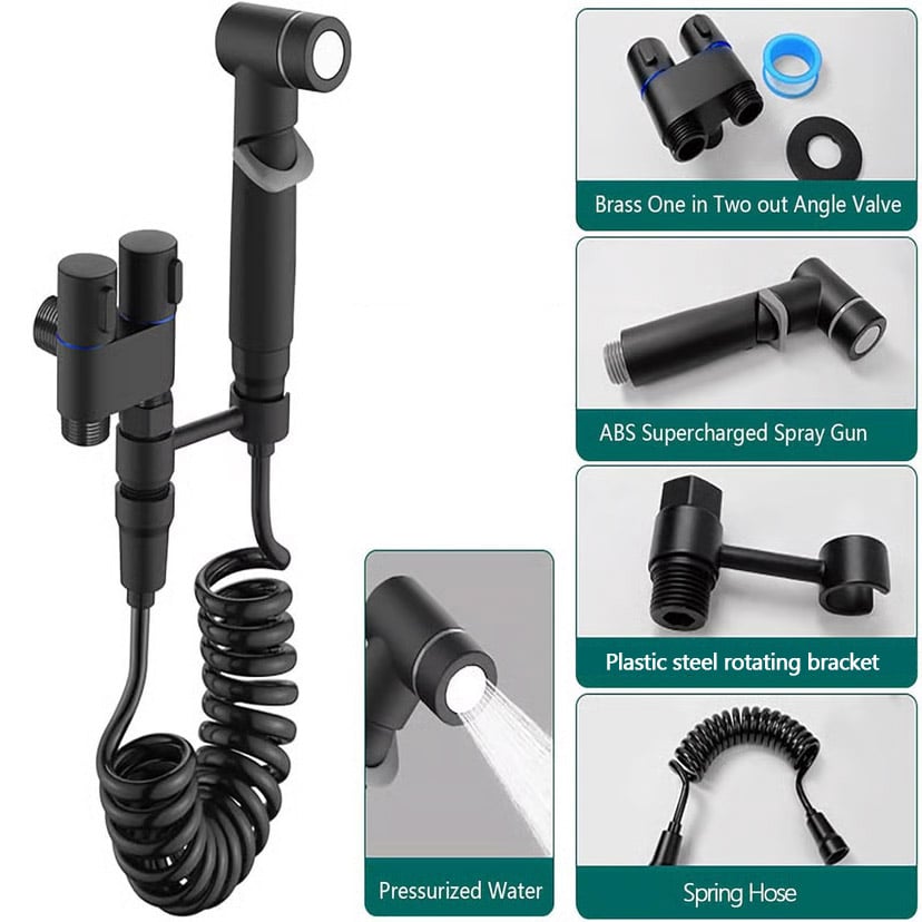 1-In-2-Handheld Out Dual Control Valve Bidet Sprayer for Toilet