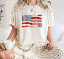 RedWhiteRebel – Retro American Flag Patchwork Tee