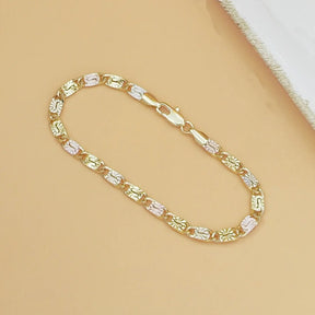 GoldenBlend – Three-Tone Link Bracelet