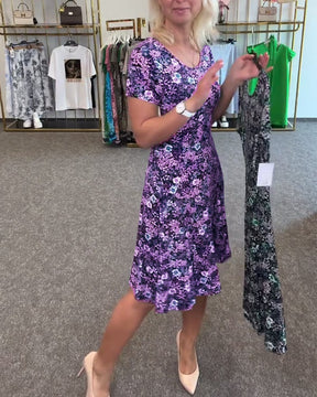 EleganceFit – Slim Waist Printed Dress