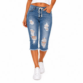 DenimBloom –  High Waist Cropped Denim Jeans