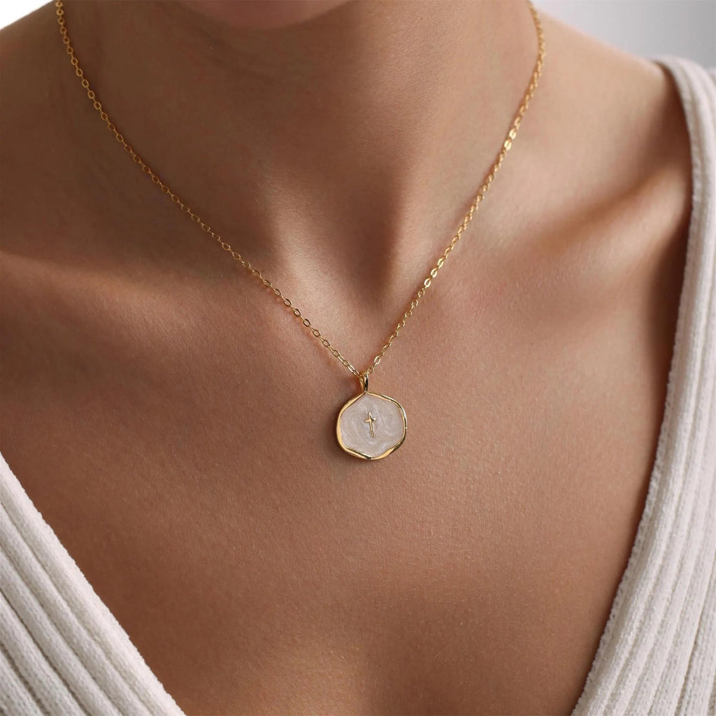 LuminaCross - Elegant Gold-Tone Faith Necklace