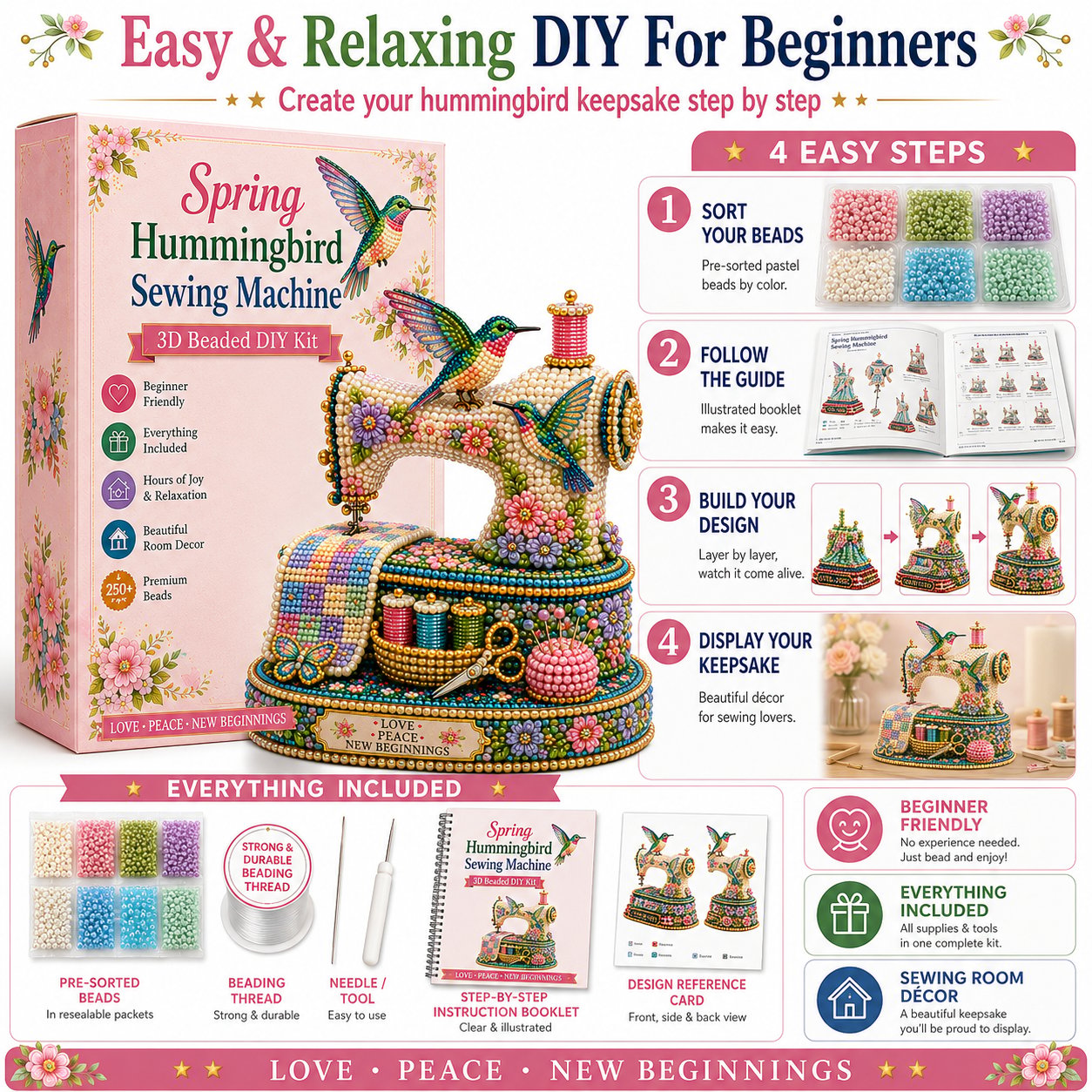 SpringBloom – 3D DIY Hummingbird Sewing Machine