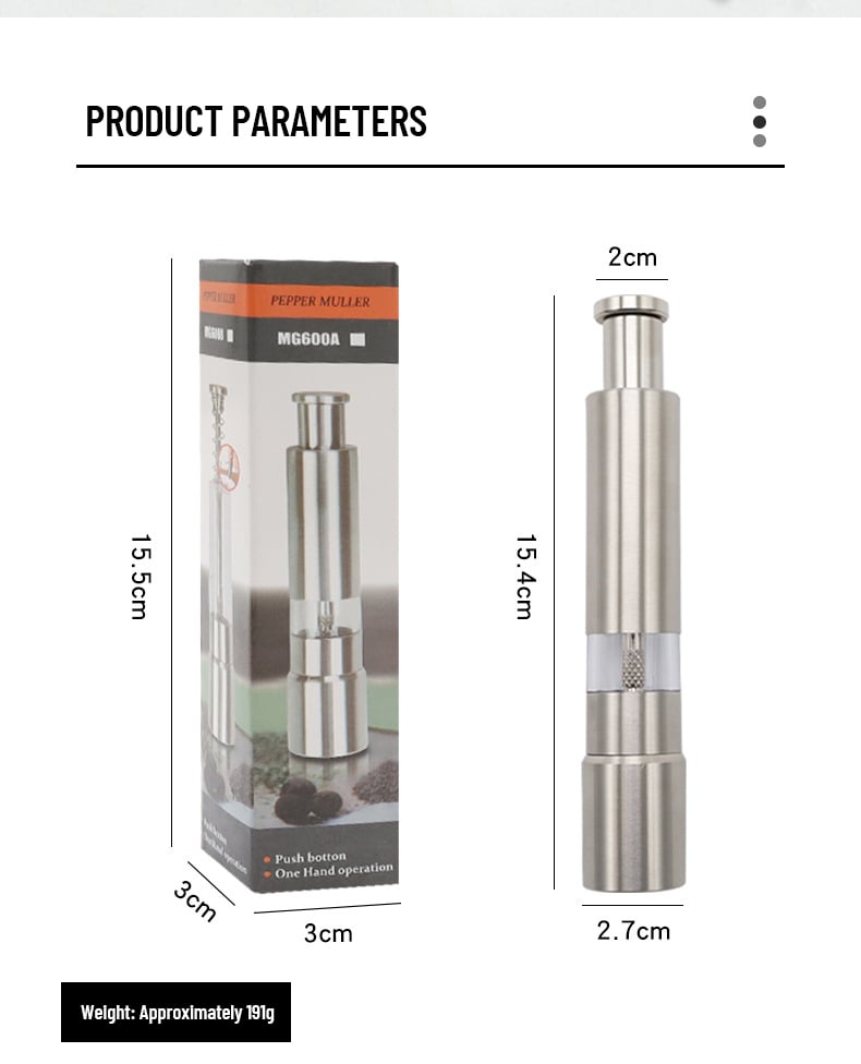 GrindMaster – Stainless Steel Salt And Pepper Grinder