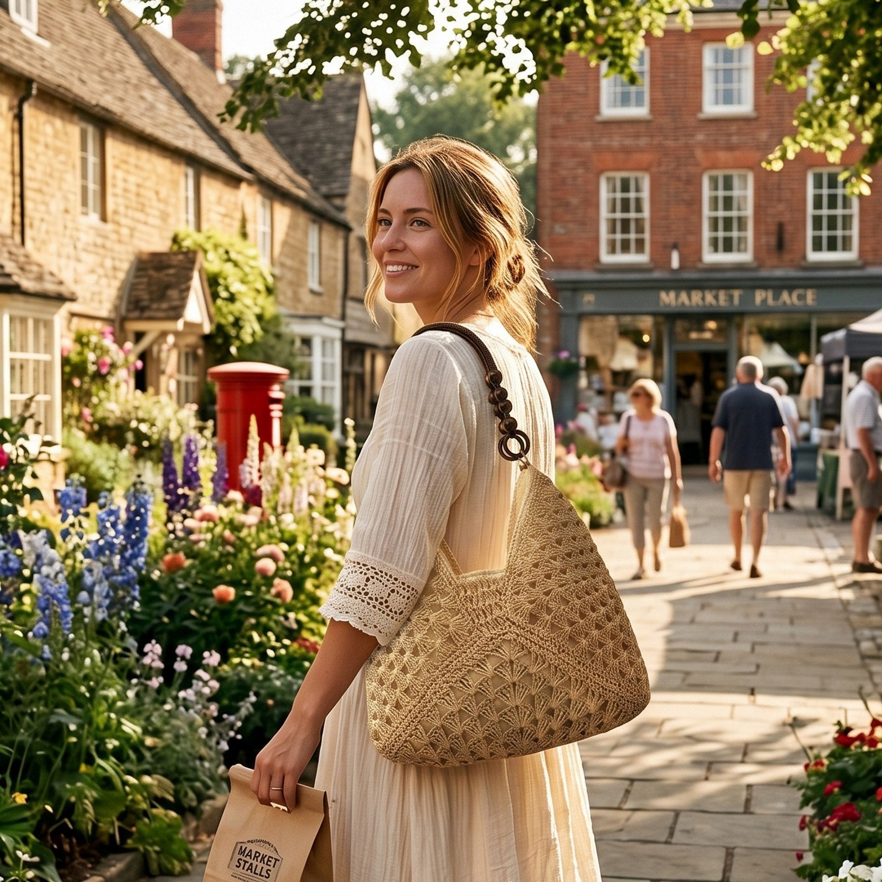 PalmAura - Straw Shoulder Bag