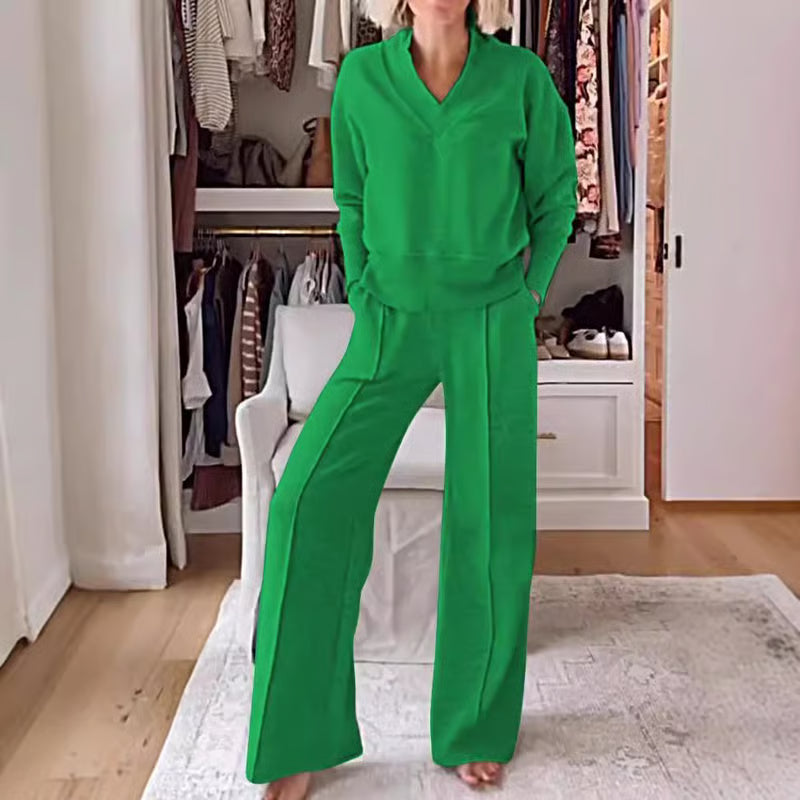 ModaVibe – Fashionable Solid Color Two-Piece Set