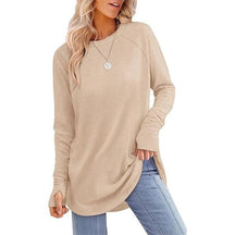 VeloraFit – Thumb Hole Curved Hem Tunic Shirt