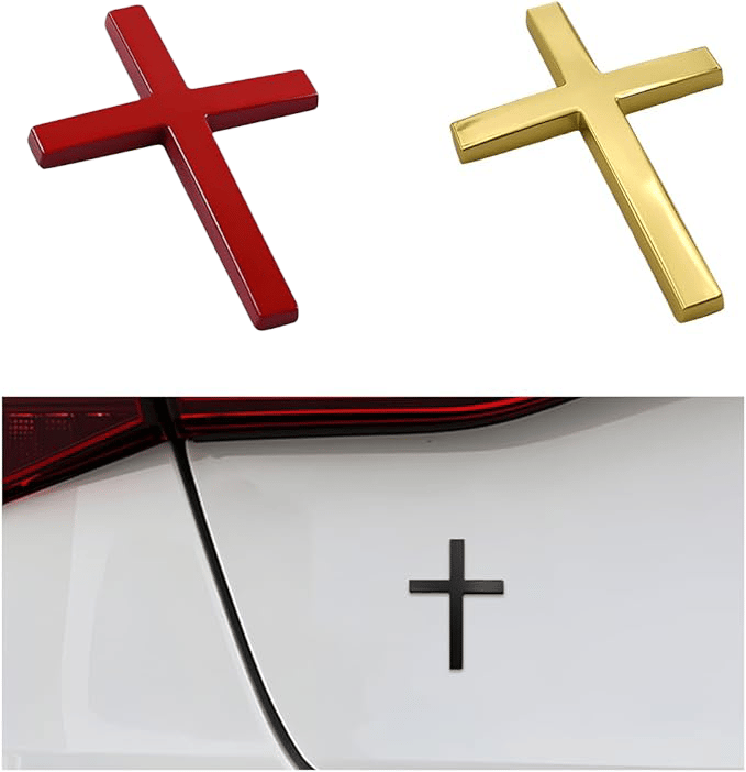 FaithRide – 3D Metal Cross Car Sticker