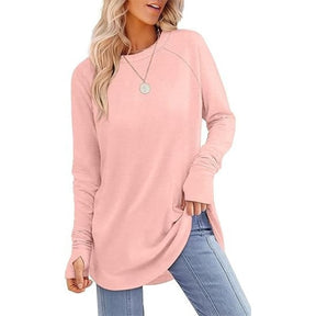 VeloraFit – Thumb Hole Curved Hem Tunic Shirt