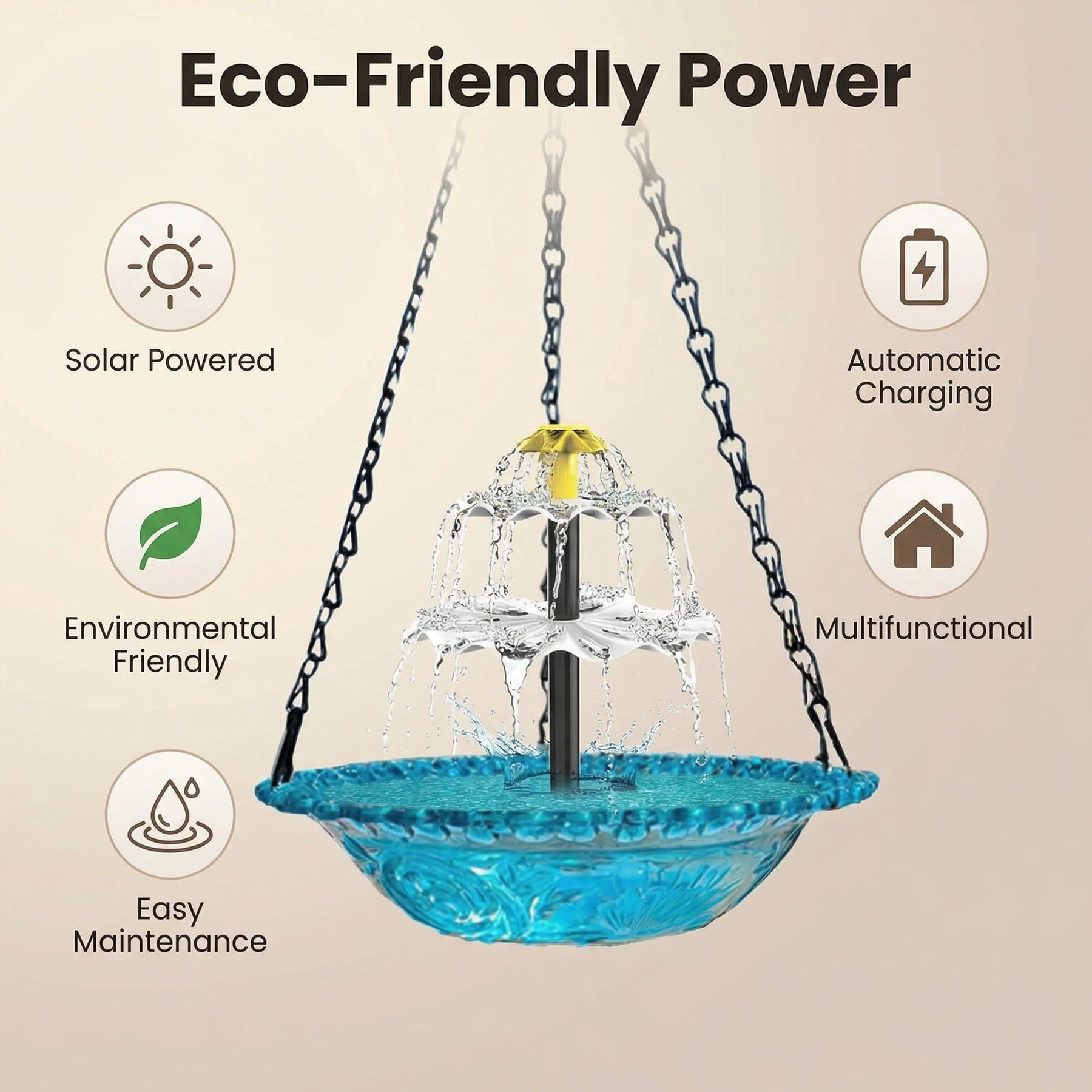 FeatherFlow – Solar Bird Bath Fountain for Gardens