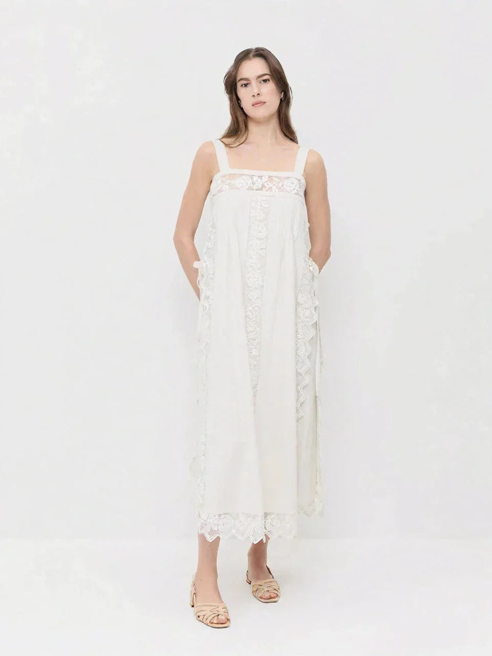 PureLinen – Vintage Lace Summer Midi Dress