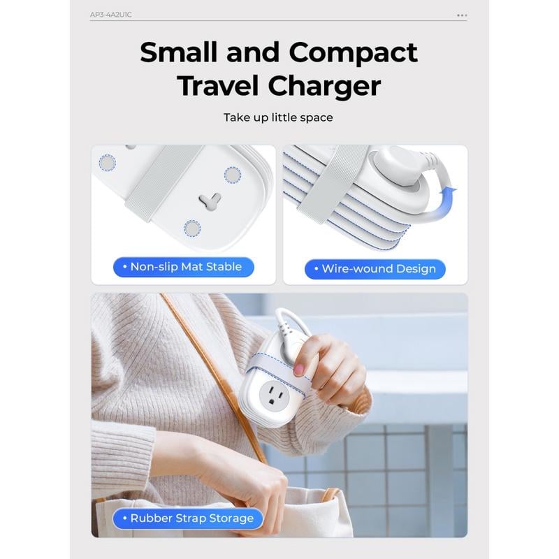 VoltPack – Compact 4-Outlet Power Strip for Travel
