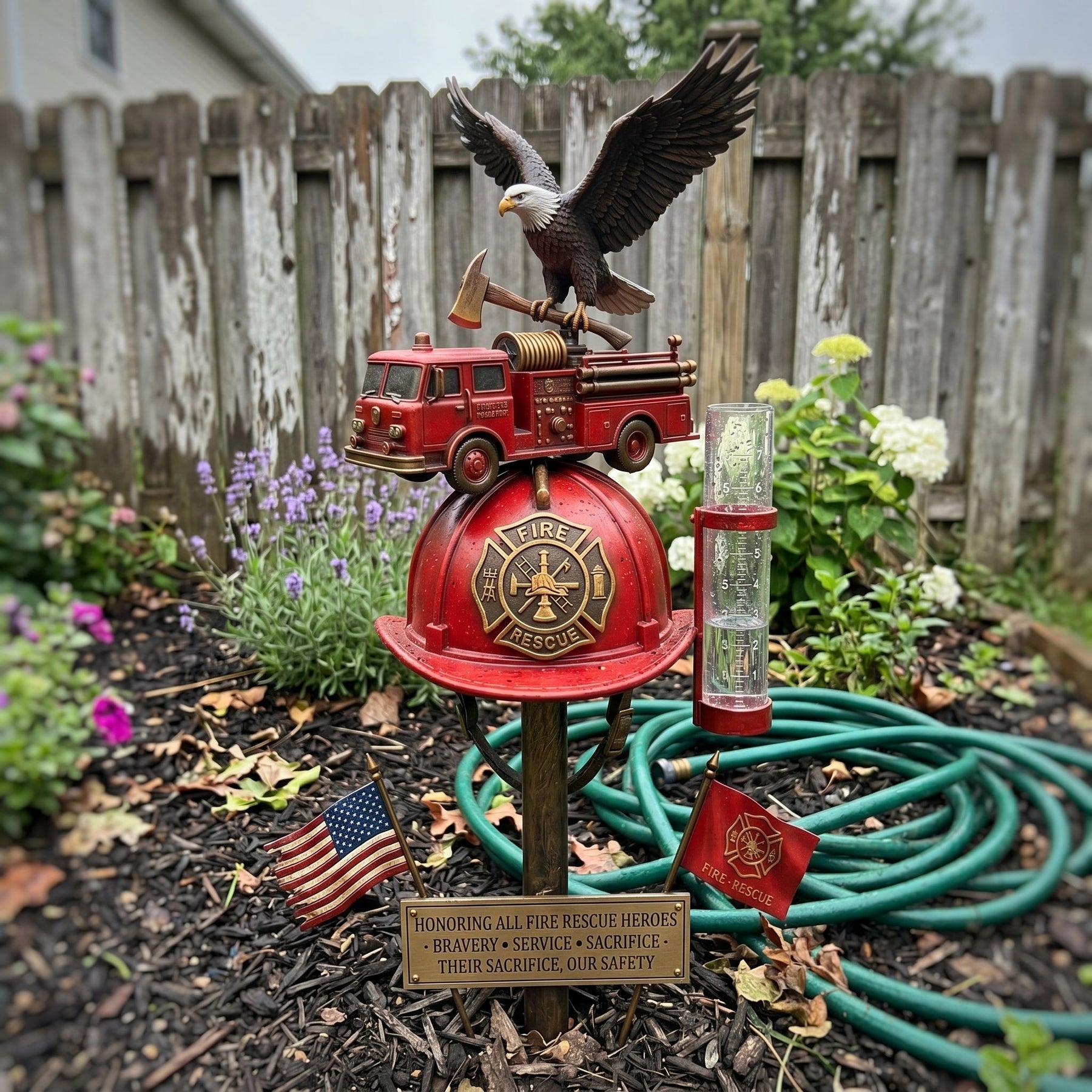 FireHonor – Firefighter Tribute Garden Rain Gauge