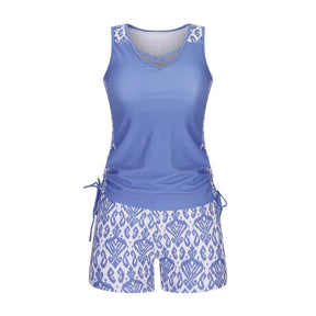 BeachBloom – Modest Bohemian Tankini Swimsuit with Shorts