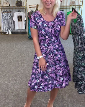 EleganceFit – Slim Waist Printed Dress