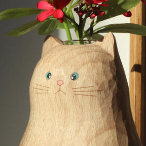 WoodWhisker – Handmade Wooden Cat Vase
