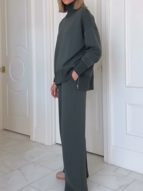 UrbanEase – Casual Stand Collar Two-Piece Set