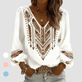 LunaGrace – Puffed Sleeve V-Neck Blouse