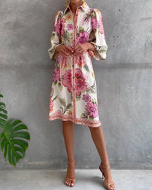 Eleganza Flow – Printed A-Line Dress