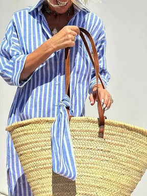 StripeMuse – Classic Striped Summer Shirt Dress