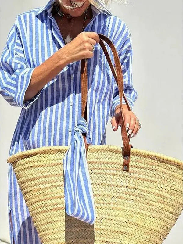 StripeMuse – Classic Striped Summer Shirt Dress