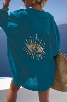 ShineFlow – Elegant Sparkle Button Shirt