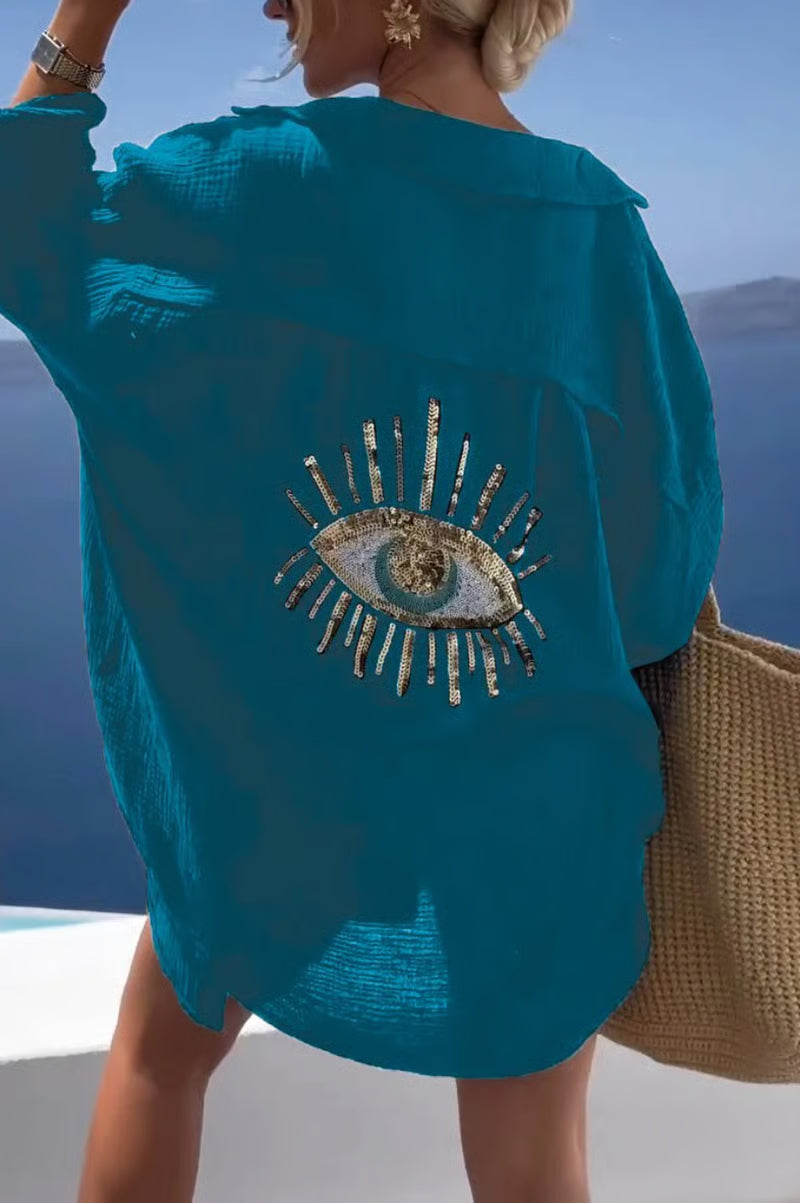 ShineFlow – Elegant Sparkle Button Shirt