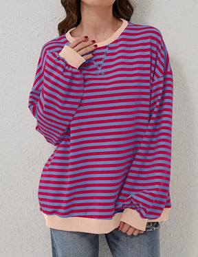 StripeAura – Women’s Color Block Striped Sweatshirt