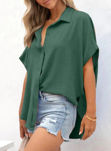 LunaWear – Casual Button Slit Hem Women’s Top