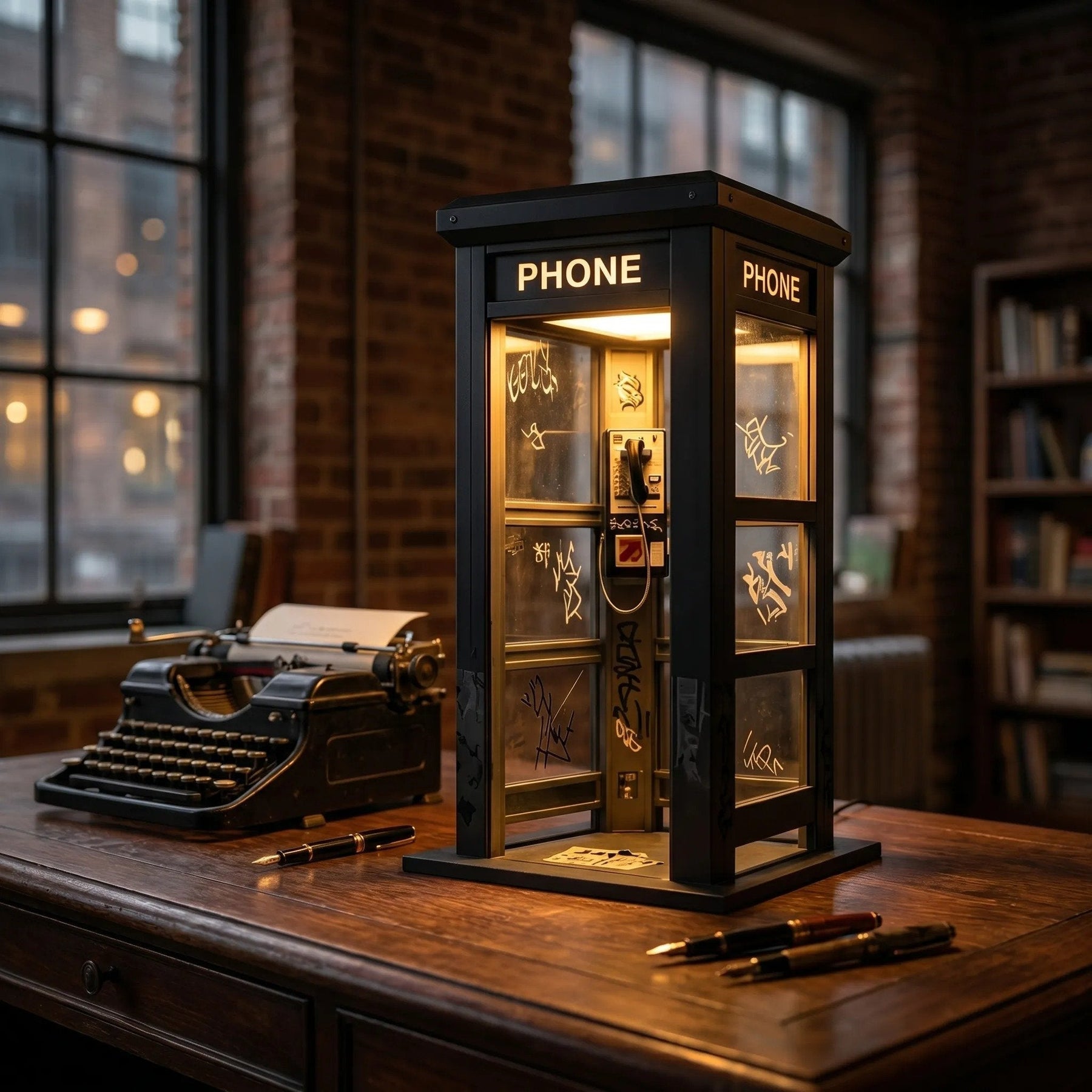 NoirBooth Glow - Vintage Phone Booth Ambient Lamp