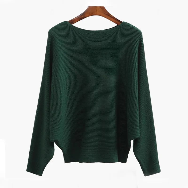 CozyWave – Women’s Boat Neck Bat Sleeve Knitted Sweater