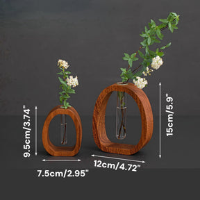 NatureNest – Solid Wood Glass Flower Vase