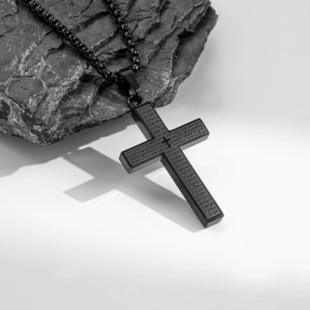 FaithScript – Lord’s Prayer Scribble Cross Necklace