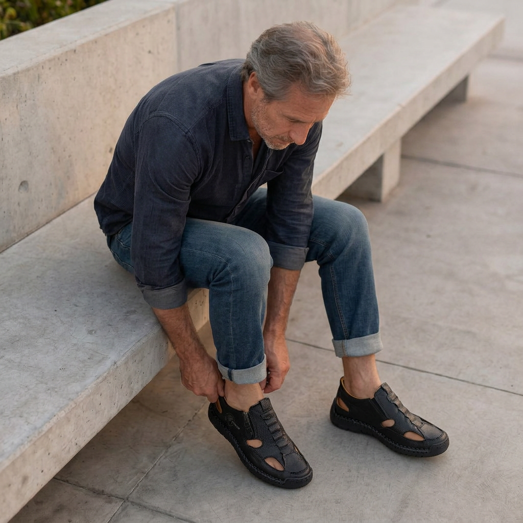 ZipStride — Hand-Stitched Leather Sandal with Ventilation