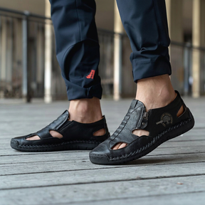 ZipStride — Hand-Stitched Leather Sandal with Ventilation