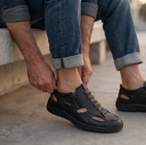 ZipStride — Hand-Stitched Leather Sandal with Ventilation