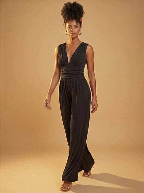 Charity™ – Chic Sleeveless Wide-Leg Jumpsuit