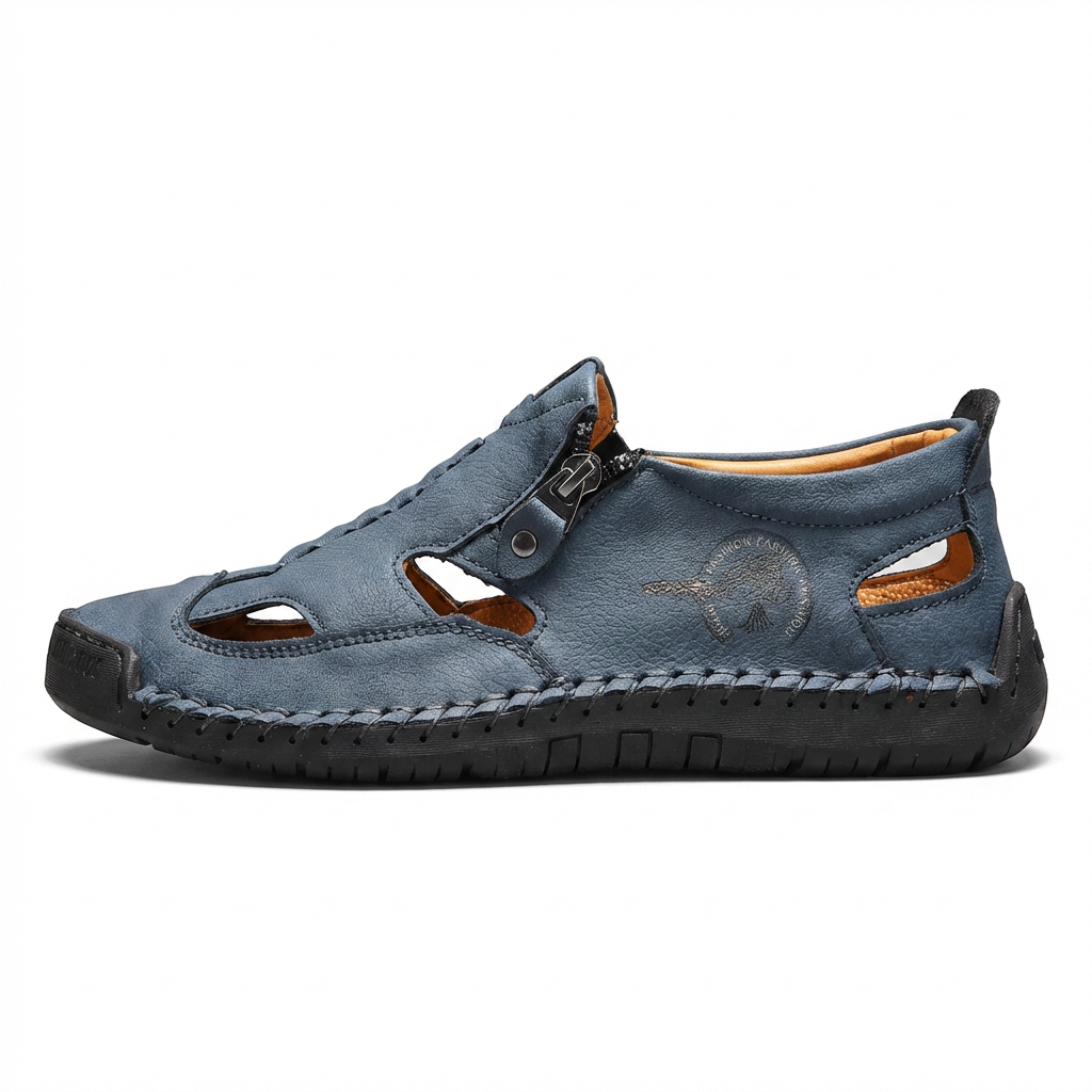 ZipStride — Hand-Stitched Leather Sandal with Ventilation