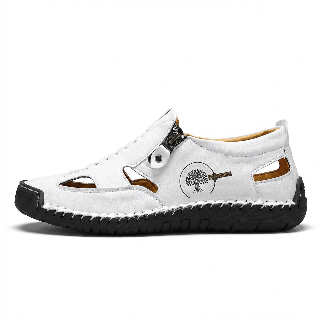 ZipStride — Hand-Stitched Leather Sandal with Ventilation