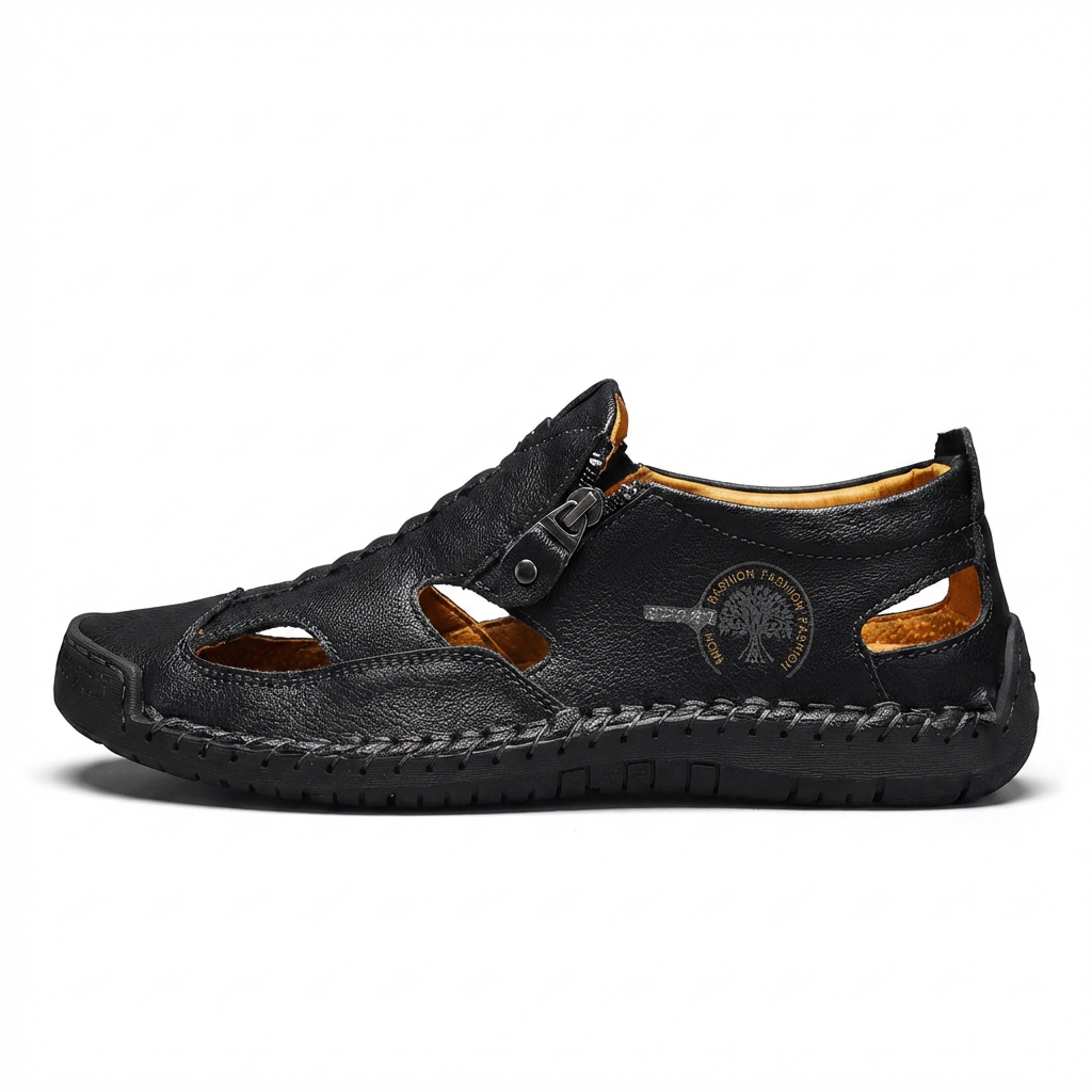 ZipStride — Hand-Stitched Leather Sandal with Ventilation