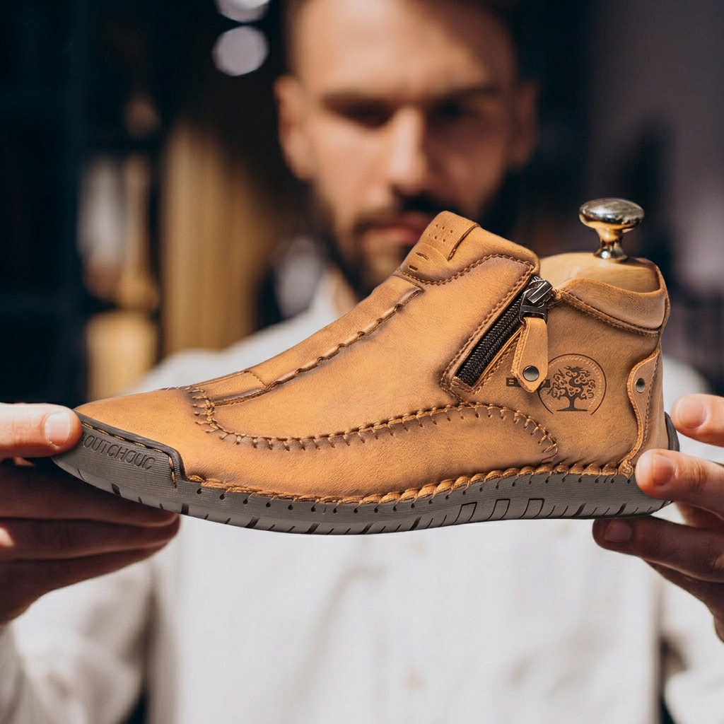 Hudson — Hand-Stitched Leather Ankle Boots