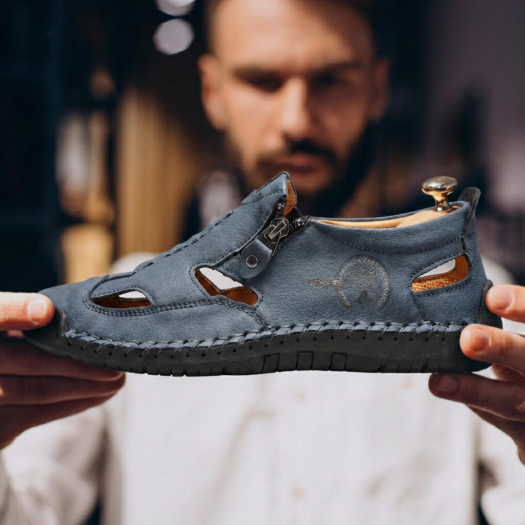 ZipStride — Hand-Stitched Leather Sandal with Ventilation