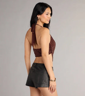 GlamDiva – Rhinestone Halter Party Top