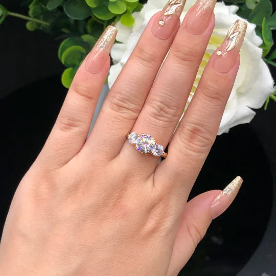 AuraTrio – Three Stone Diamond Look Ring