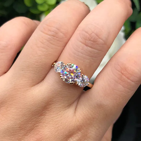 AuraTrio – Three Stone Diamond Look Ring